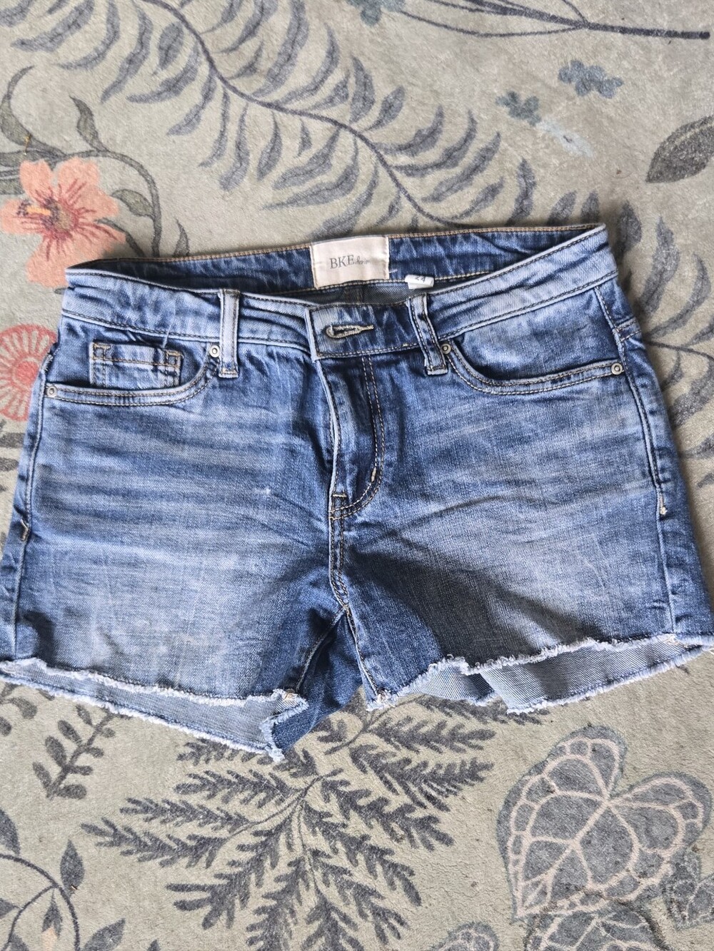 BKE Distressed Light Blue Denim Cutoff Shorts